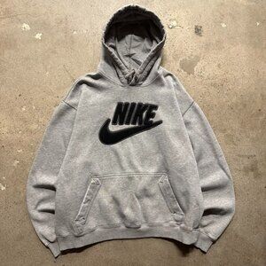 Vintage 90s Nike Hoodie Nike Spell out size large gray